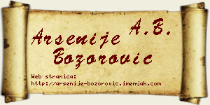 Arsenije Božorović vizit kartica